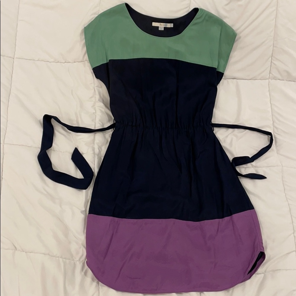 Tricolor lined viscose/silk Boden dress, 6R
